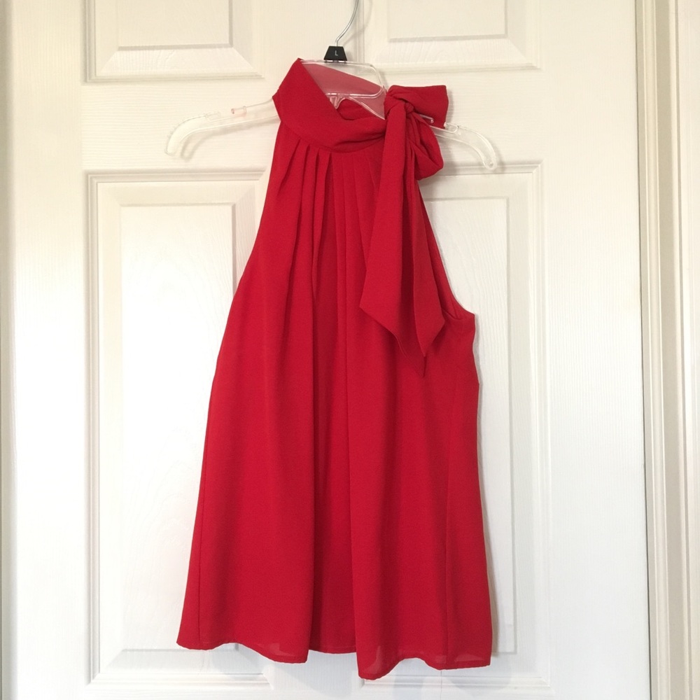 Bright red sleeveless side-tie top from express
